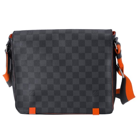 Louis Vuitton District PM NM Shoulder Bag N42405 Damier Graphite Black Orange - Picture 1 of 13